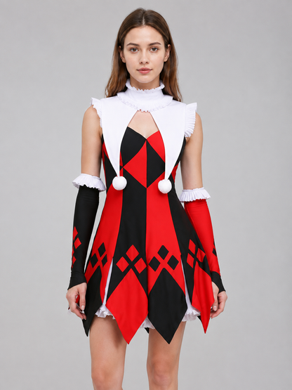 Jester Costume Dress with Diamond Pattern Costume Dresses detail