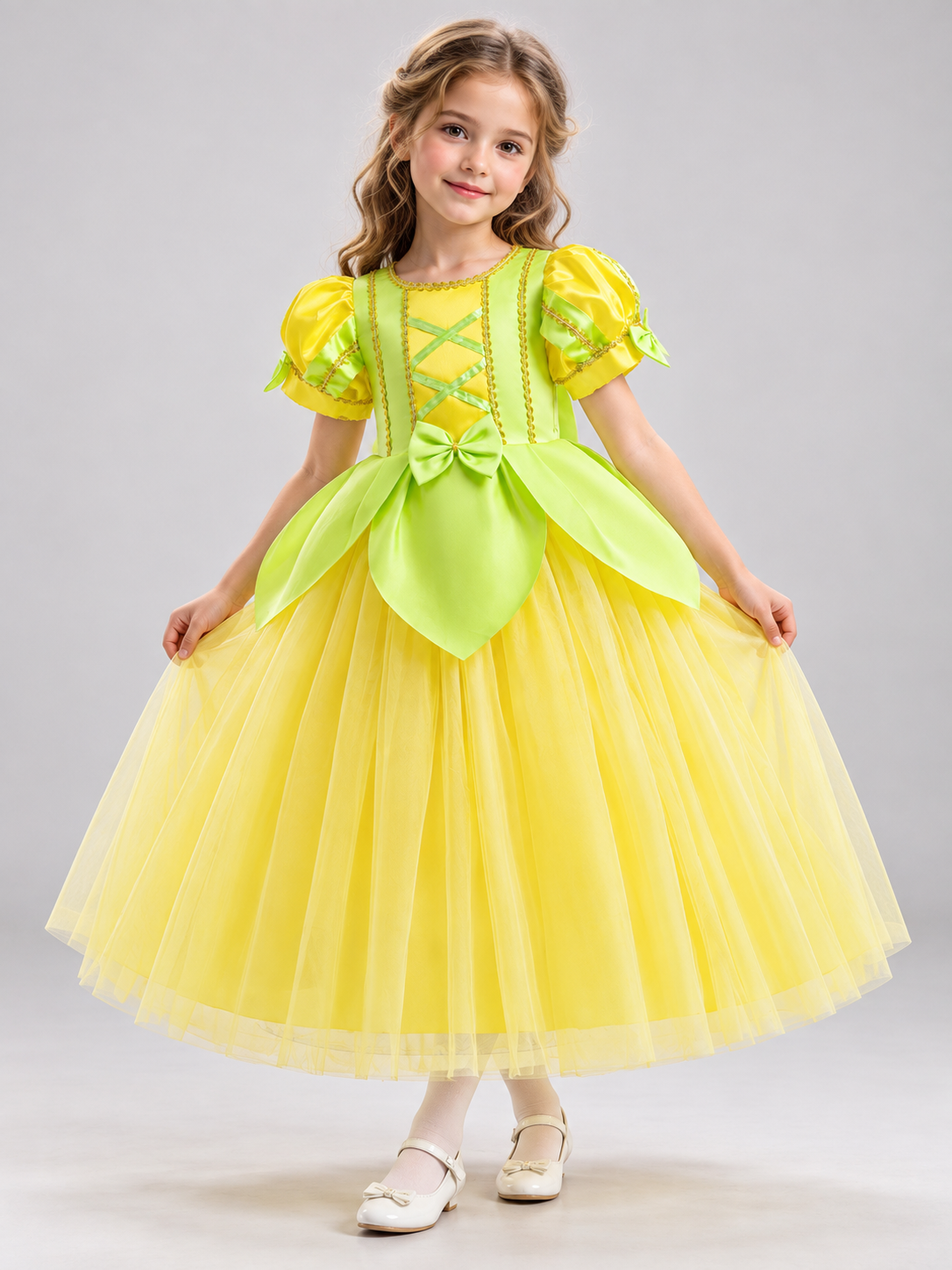 Kids' Costume Dress with Fluffy Skirt and Bow