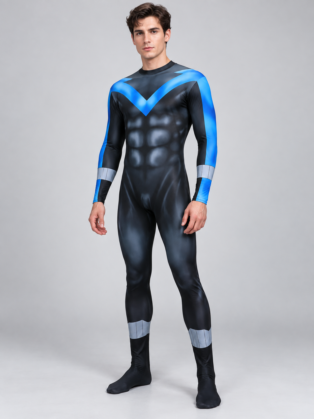 Batman Cosplay Costume Blue Jumpsuit with Muscle Simulation