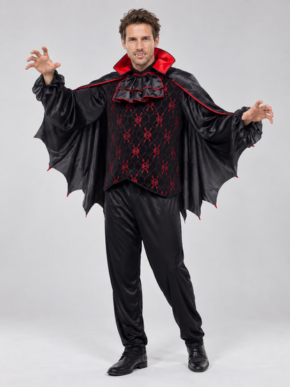 Vampire Costume with Cape and Red Trim
