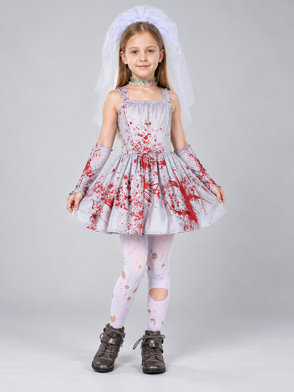 Carnival Costume with Veil and Red Print