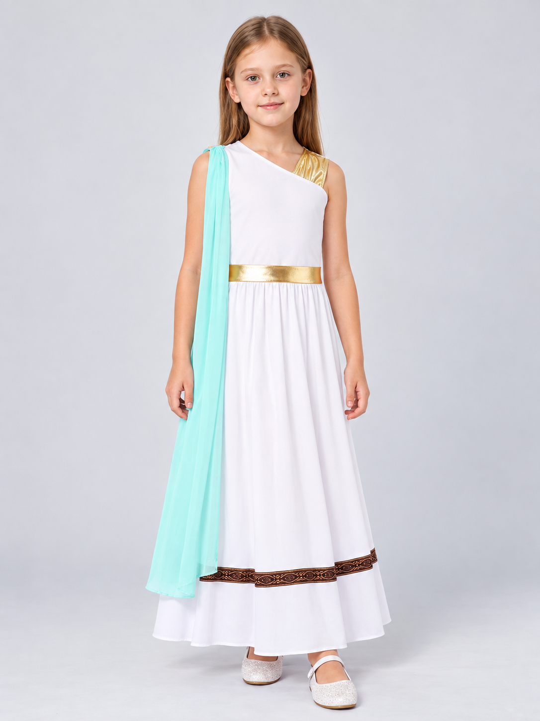 Carnival Dress with Turquoise Cape and Belt