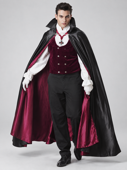 Vampire Carnival Costume with Cape, Vest, and Gloves
