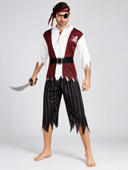 Pirate Carnival Costume with Vest, Bandana, and Eye Patch