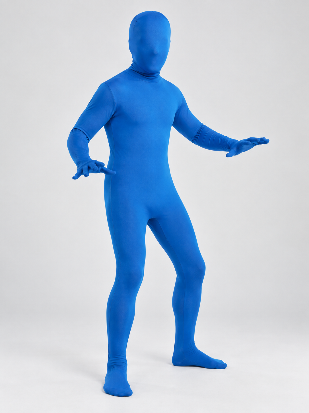 Blue Camouflage Jumpsuit Costume with Mask Hood