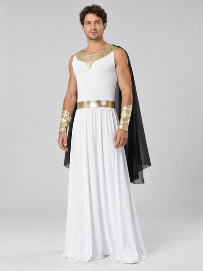 Carnival Toga Costume with Gold Trim and Cape