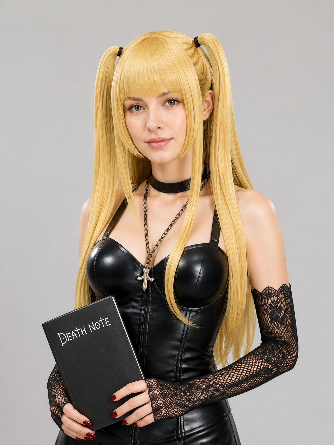 Long Blonde Wig with Bangs and Two Ponytails for Halloween Costume Wigs detail