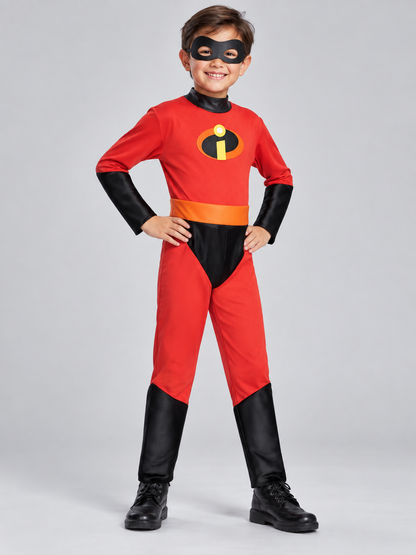 Kids' Superhero Costume Red with Mask and Belt