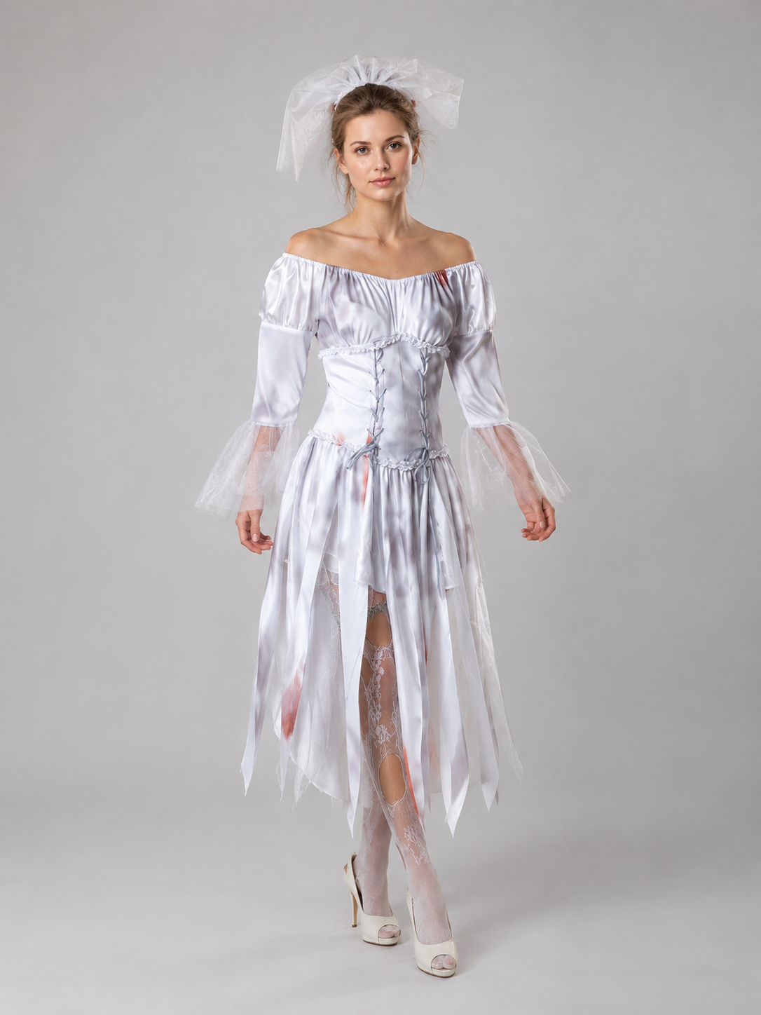 Ghost Bride Costume with Layered Skirt Costumes detail