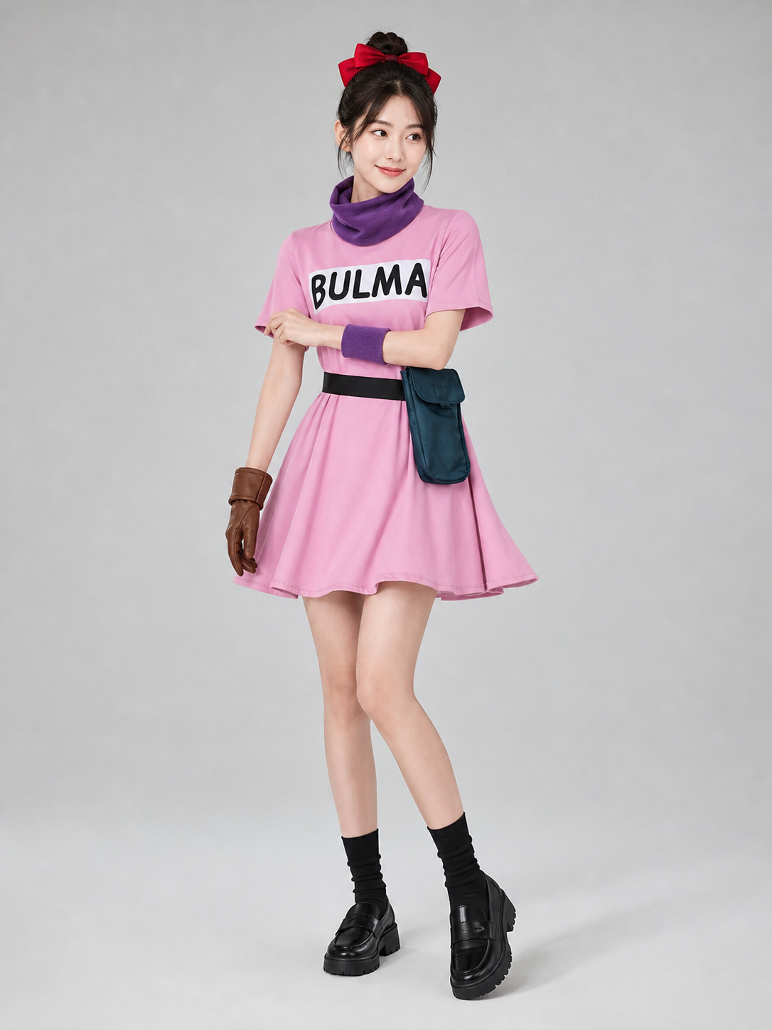 Bulma Cosplay Costume from Dragon Ball Z, Pink Dress