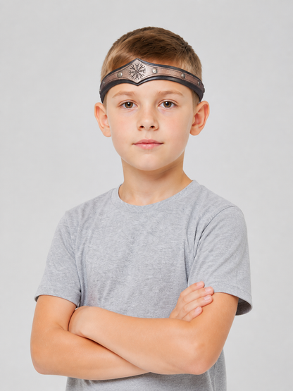 Wide Black Carnival Headband with Metal Decoration Costume Headwear detail