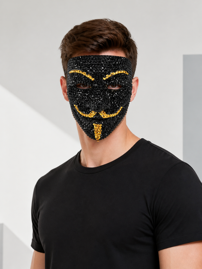 Black and Gold Carnival Mask for Halloween and Cosplay Costume Masks detail