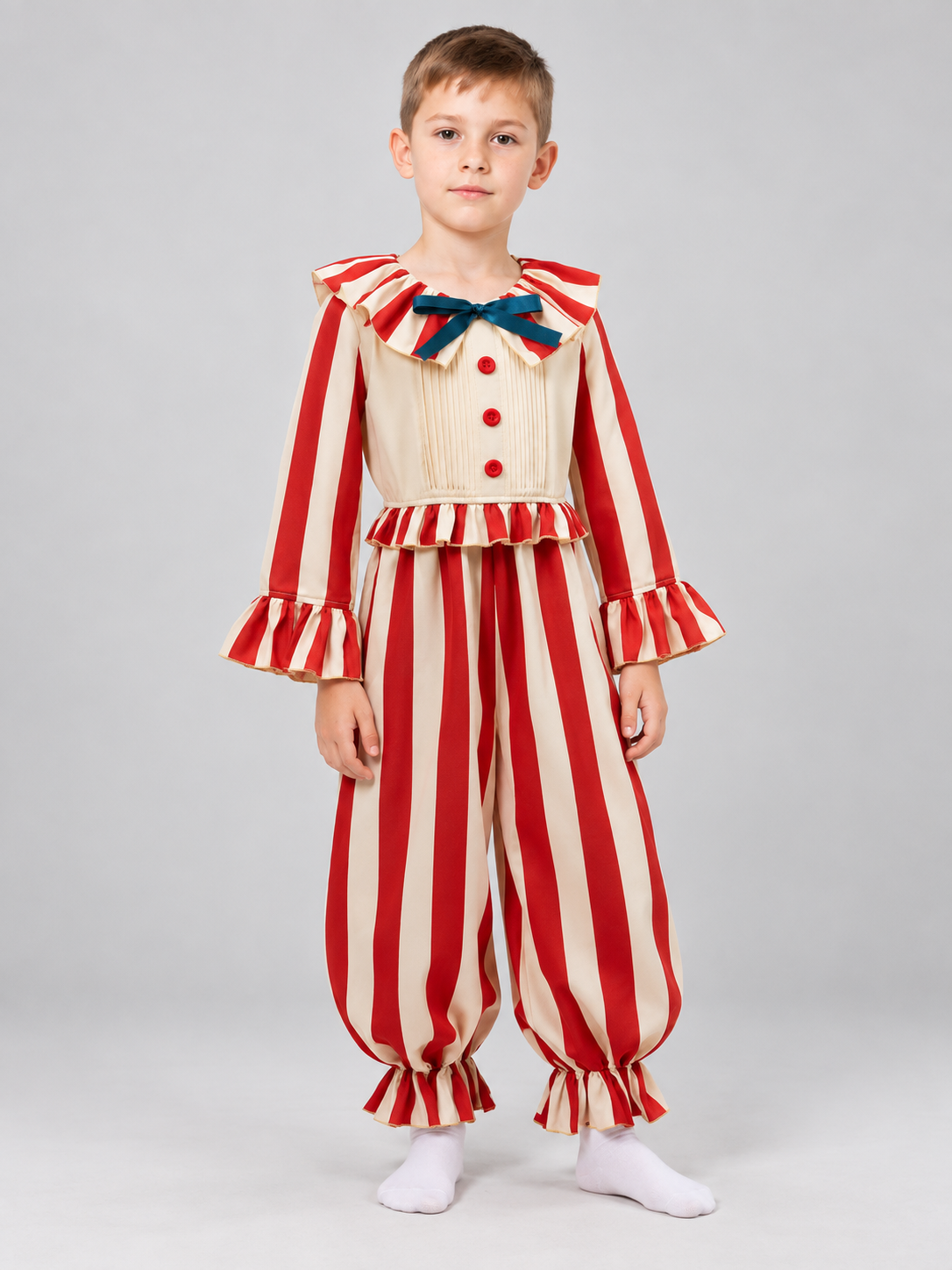 Kids' Striped Carnival Jumpsuit Costume with Bow