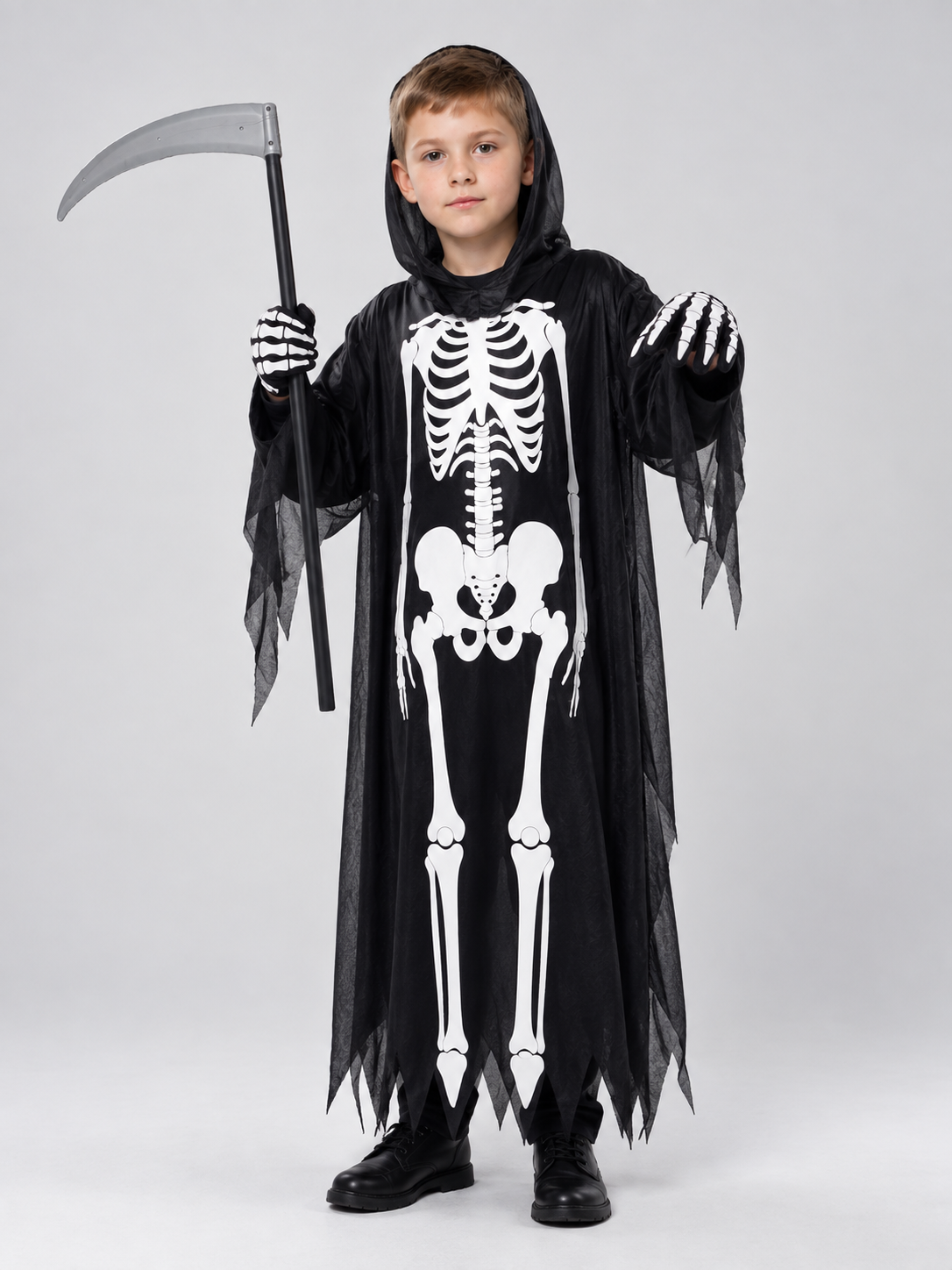 Skeleton Costume with Mask and Hood