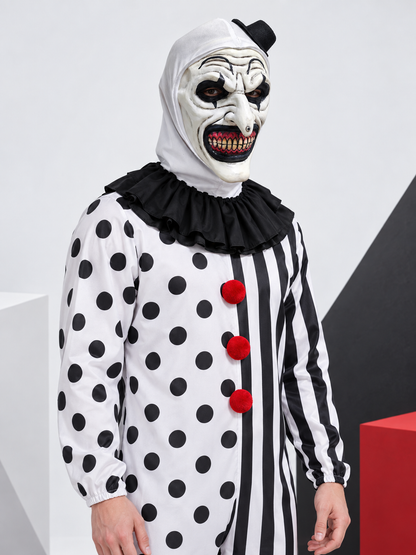 Carnival Mask with White Hood and Black Hat Costume Masks detail