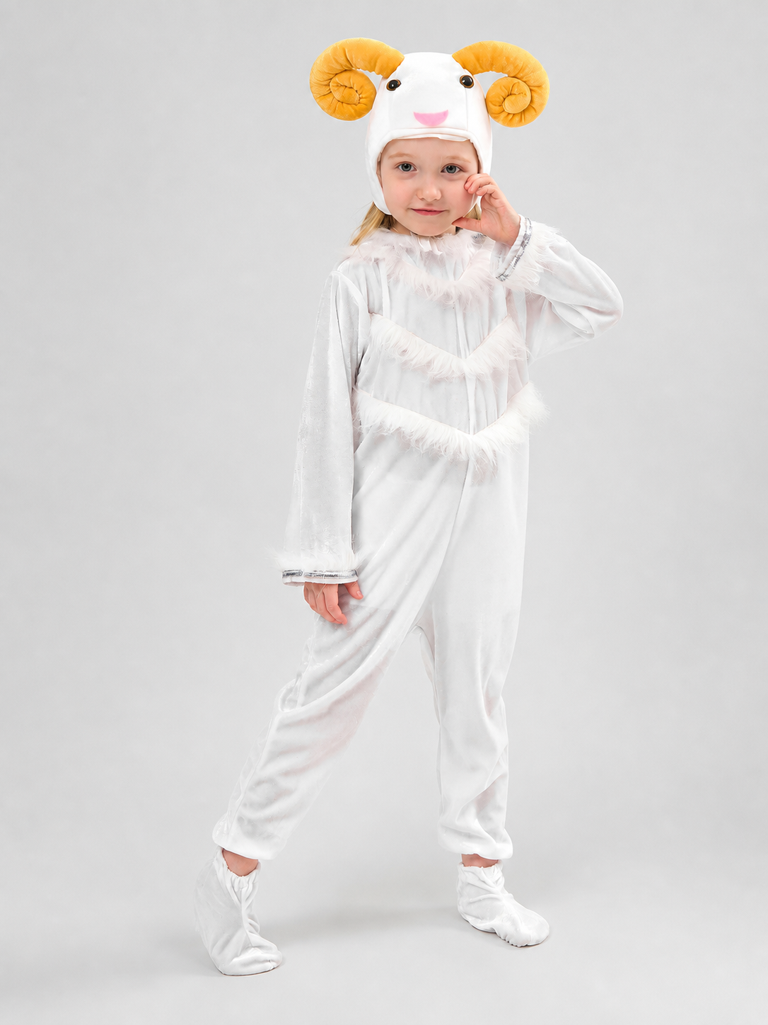 Halloween sheep costume with a hood and horns