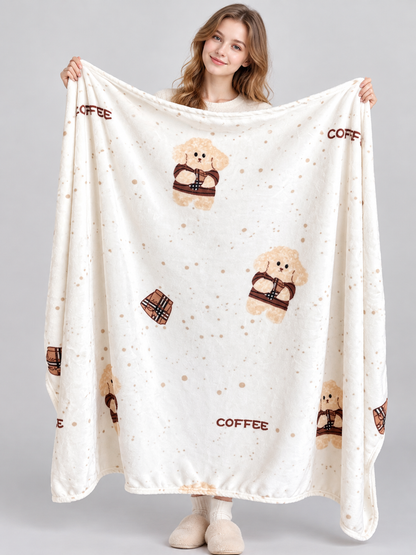 Fleece Blanket with Dog Print and Lettering