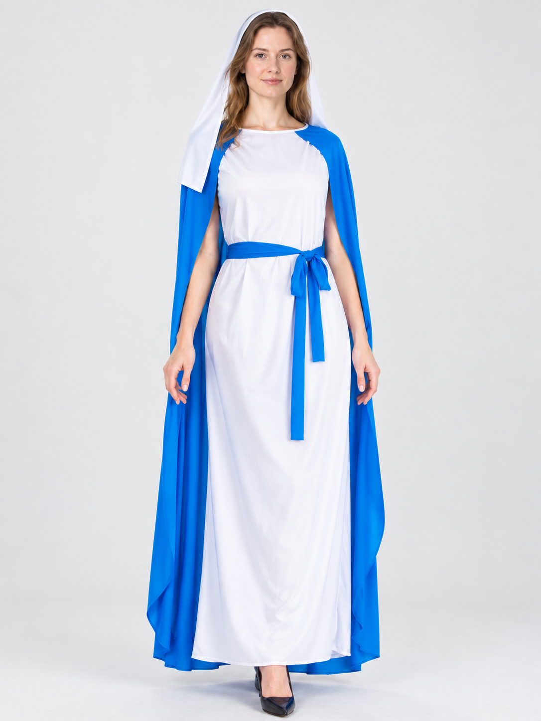 White and Blue Vampire Costume with Dress and Cape