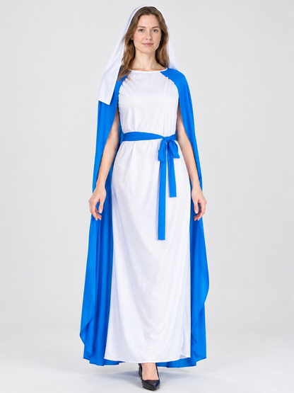 White and Blue Vampire Costume with Dress and Cape