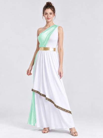 Greek-Style Dress with Draping and a Gold Belt