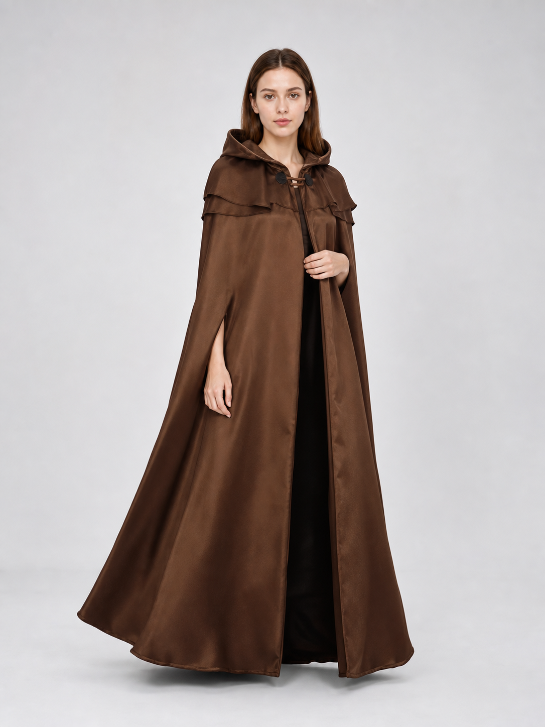Brown Viking Hooded Cloak Cape