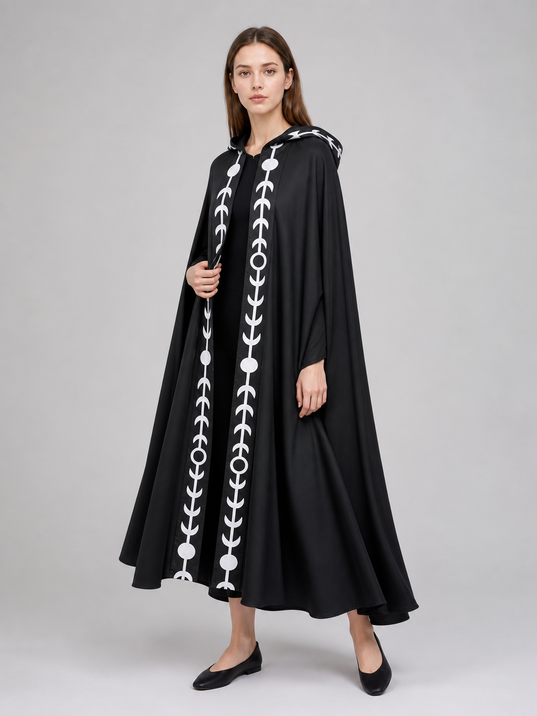 Black Hooded Cape, Medieval Style