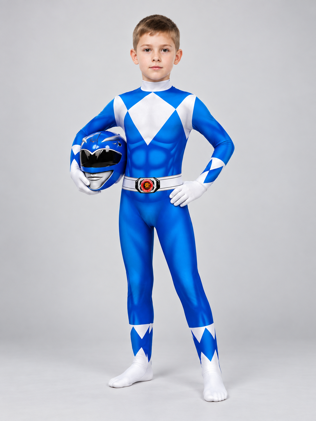 Blue Cosplay Costume Jumpsuit with White Inserts