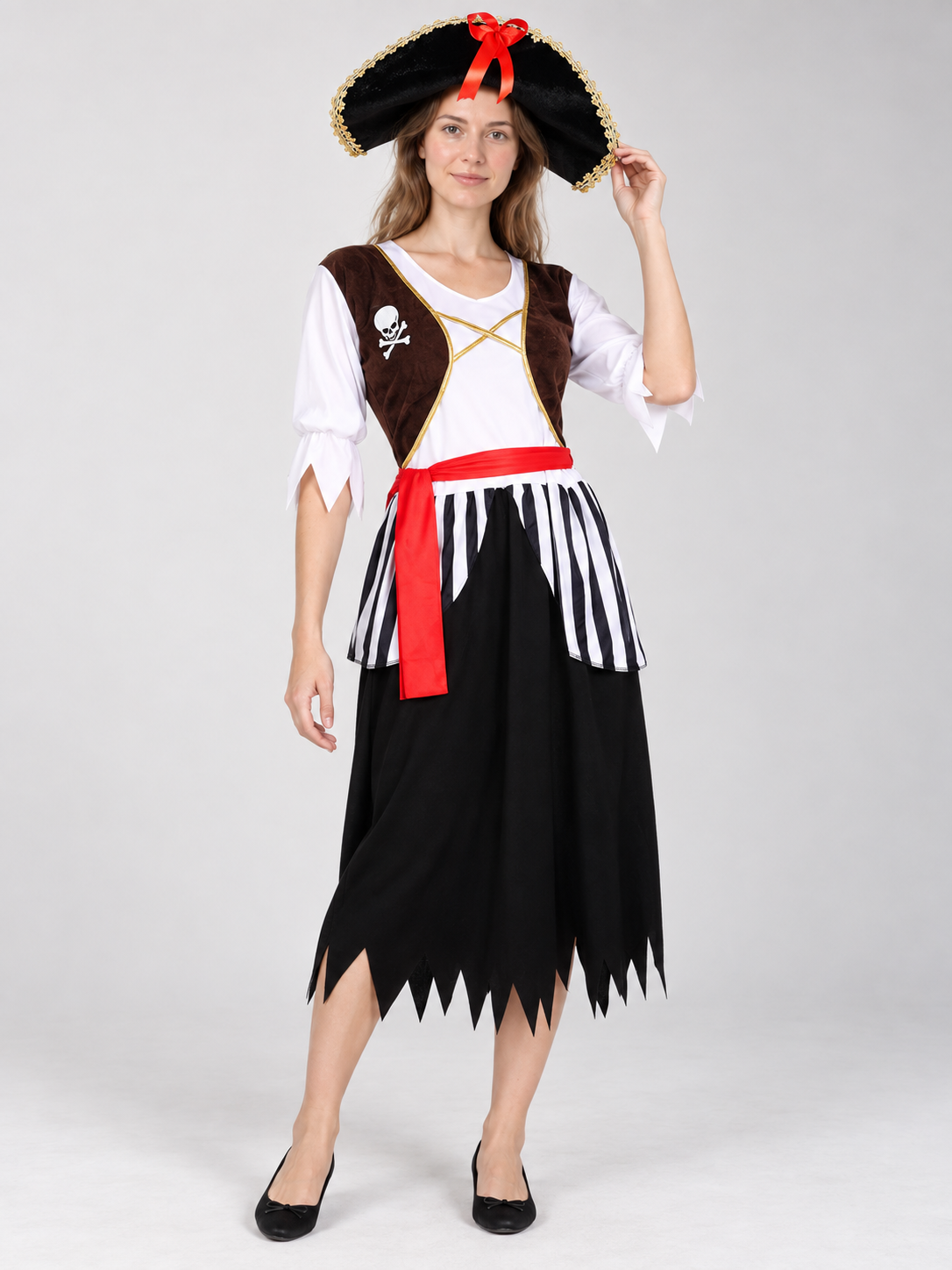 Adult Pirate Costume for Carnival with Hat and Belt