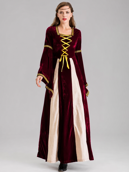 Palace-Style Cosplay Dress with Lace-Up Detail