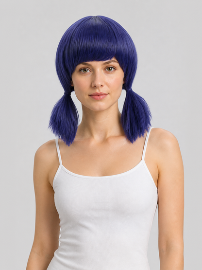 Carnival Wig with Long Twin Tails and Bangs Costume Wigs detail