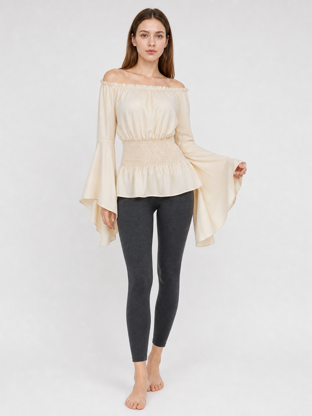 Off-the-Shoulder Blouse with Bell Sleeves