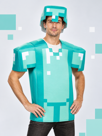 Carnival Costume with Square Mask and Pixel Pattern