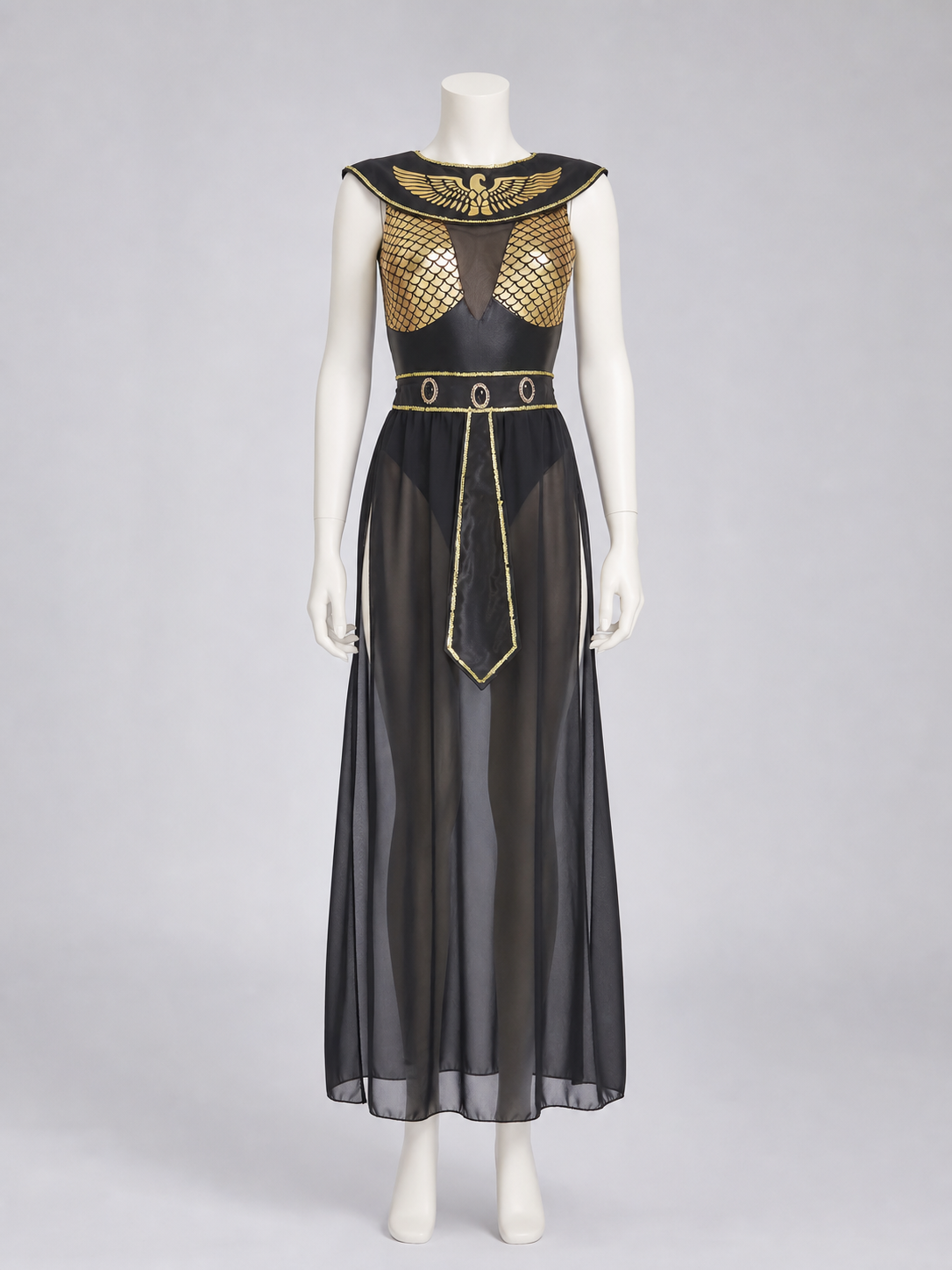 Cleopatra Costume, Egyptian Style, Black Dress