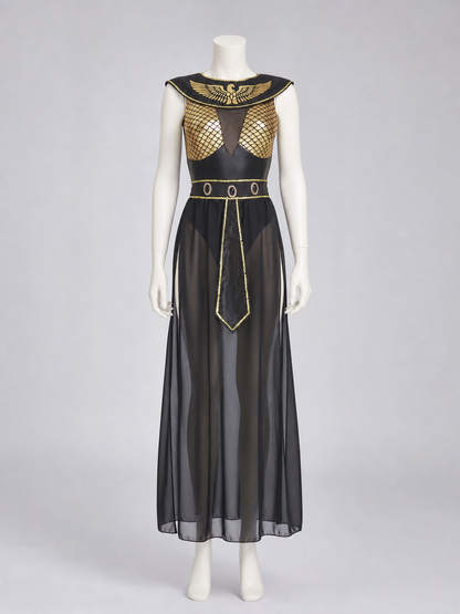 Cleopatra Costume, Egyptian Style, Black Dress