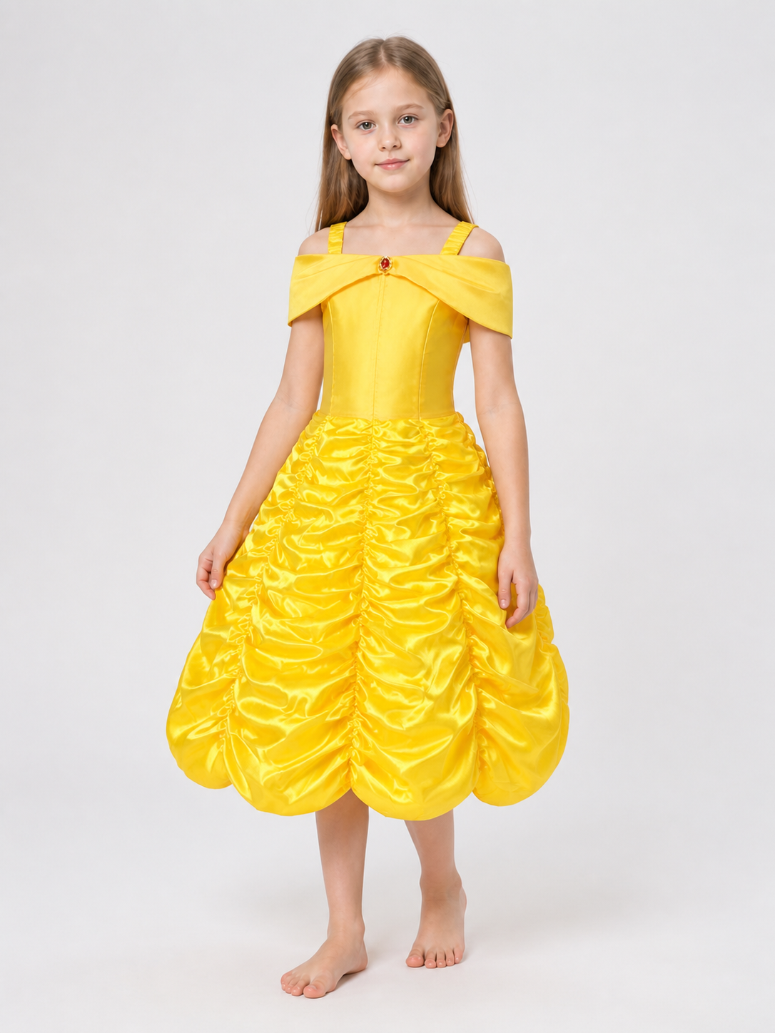 Yellow Princess Costume Dress for Halloween and Cosplay Costume Dresses detail