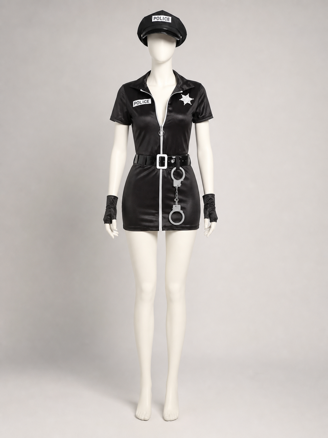 Police Costume with Shorts, Belt, and Decorative Details
