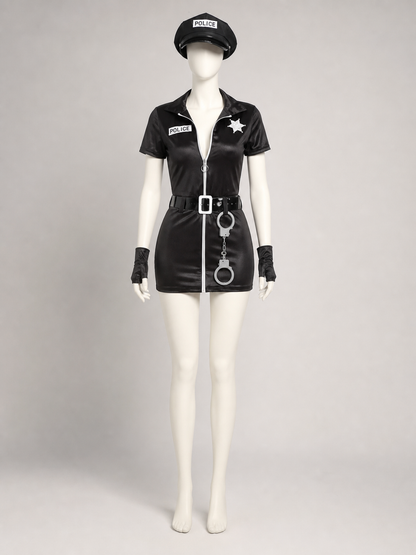 Police Costume with Shorts, Belt, and Decorative Details