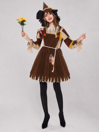 Witch Costume with Pointed Hat and Fringe