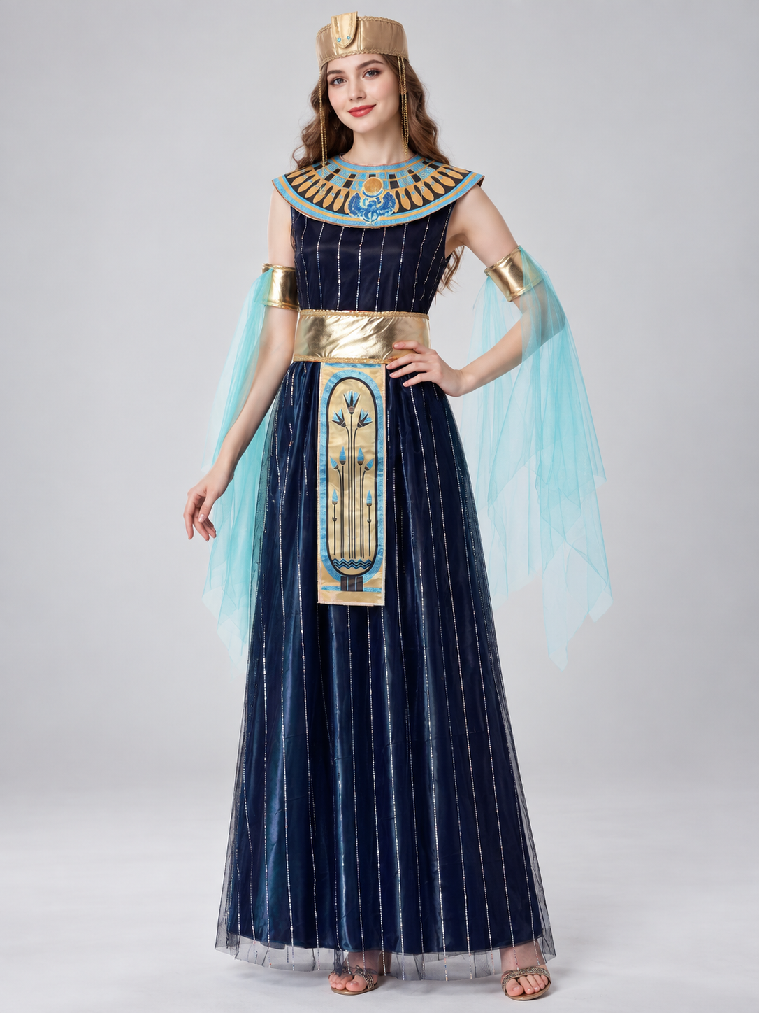 Egyptian Queen Carnival Costume with Necklace and Belt