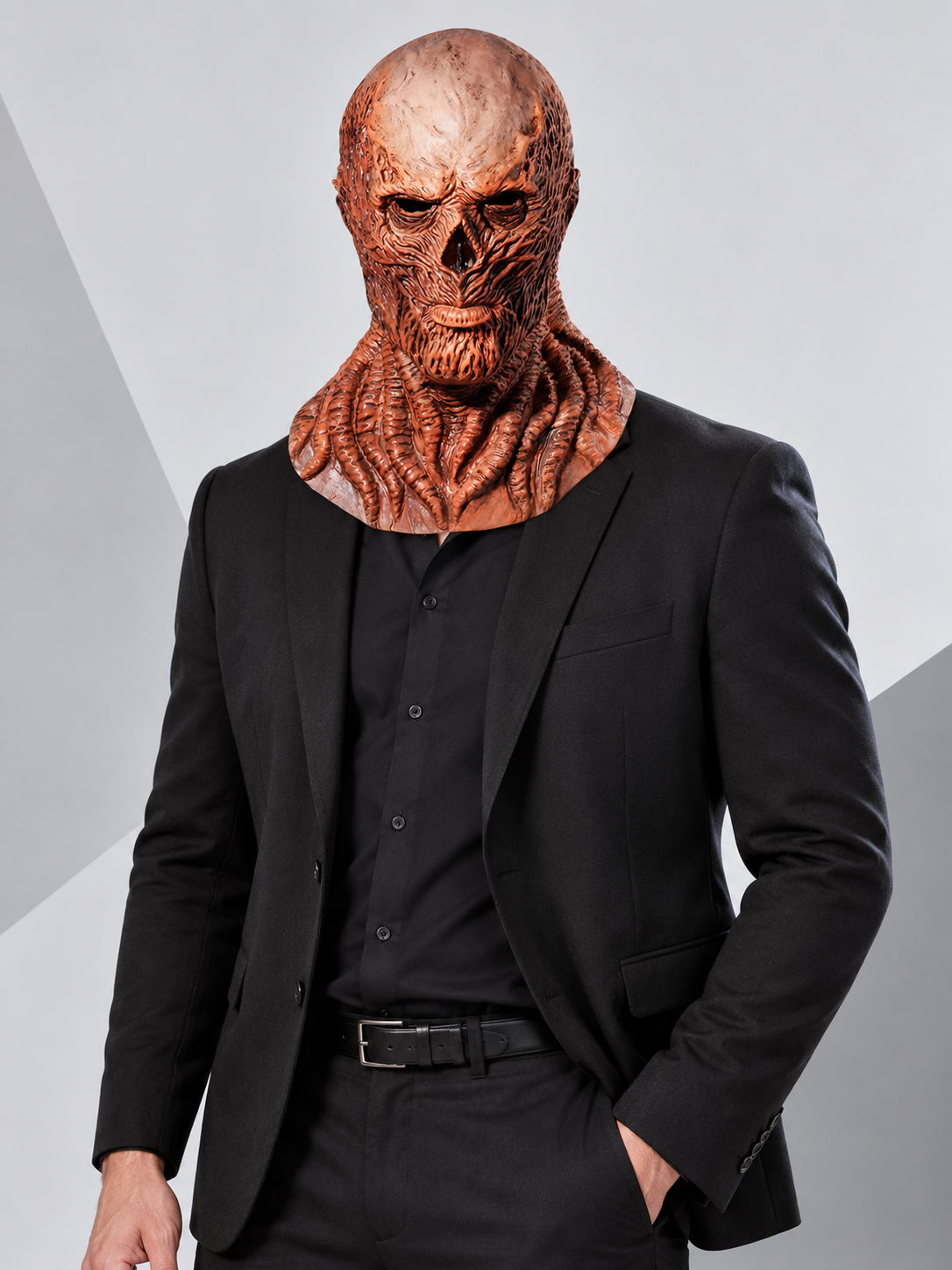 Brown head mask with raised wrinkles