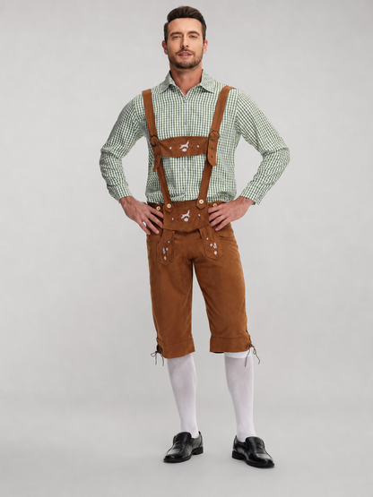 National Costume with Embroidered Details and Plaid Shirt
