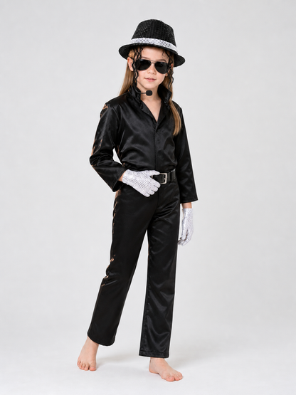 Carnival Costume Set: Hat with Hair Strands and Gloves