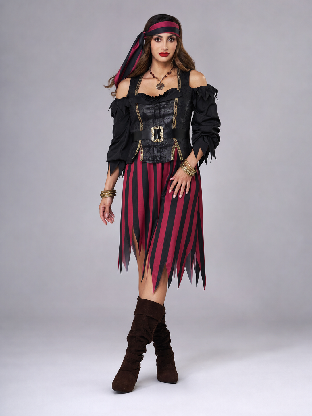 Pirate Cosplay Costume with Corset and Headscarf