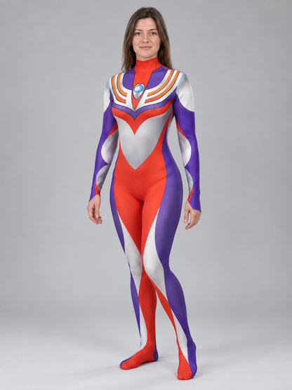 Cosplay Jumpsuit with High Neck and Geometric Print