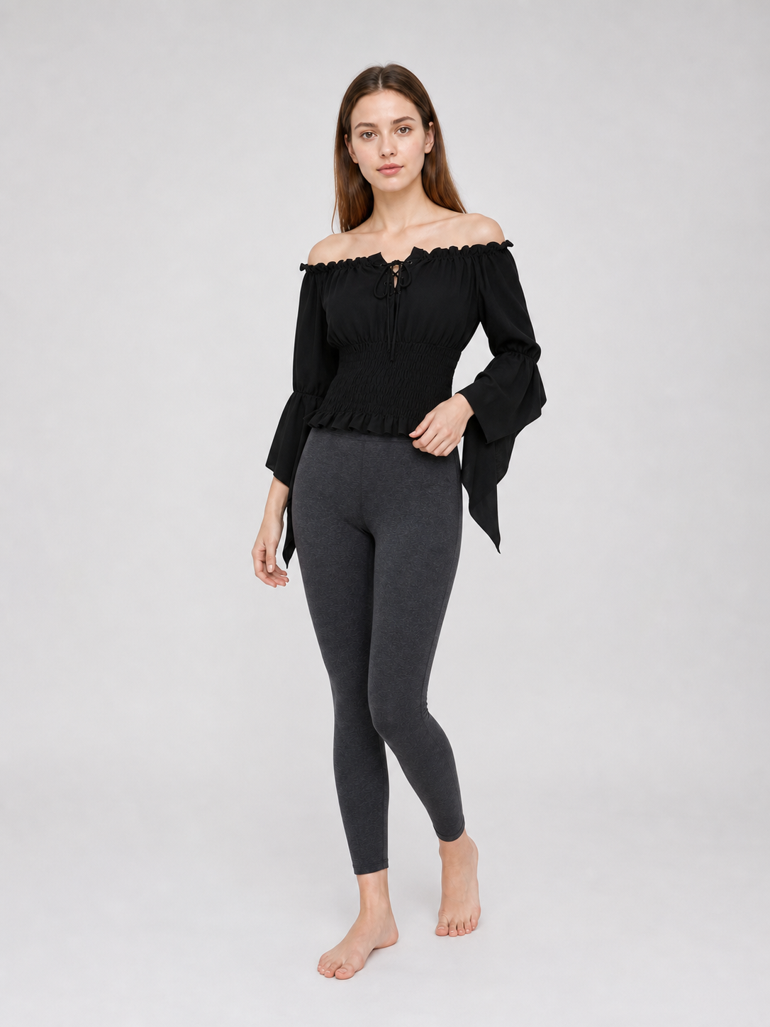 Black Cropped Off-Shoulder Blouse