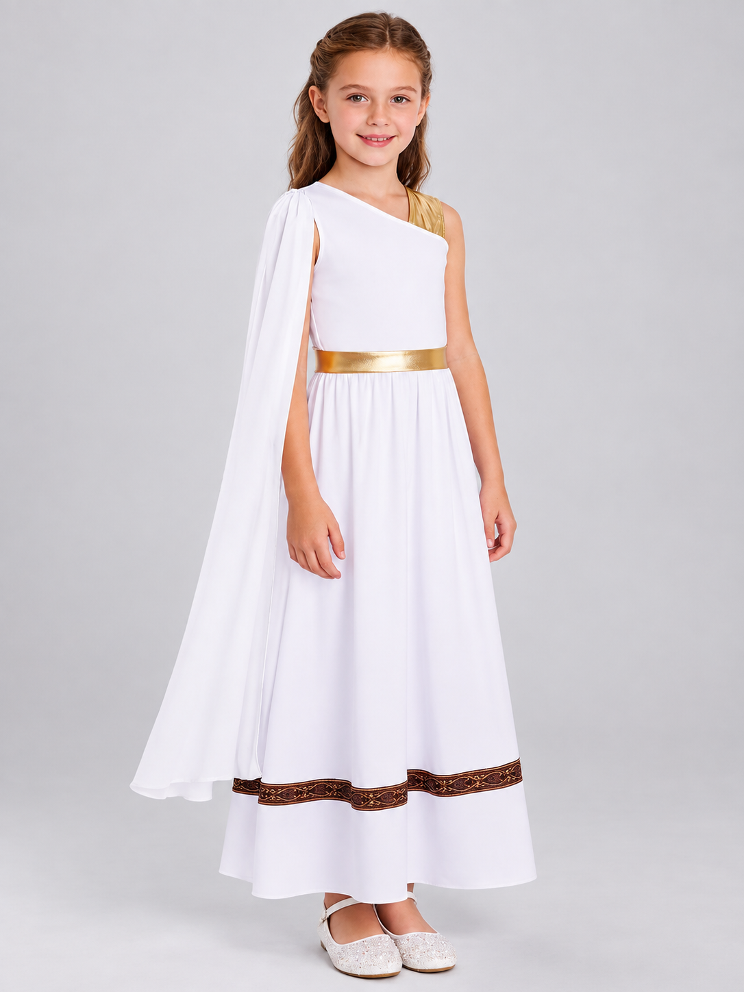Girls' Greek-Style Dress with Cape