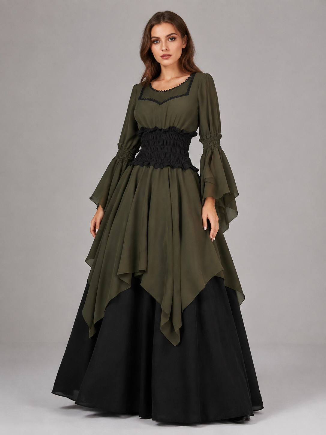 Long Historical-Style Dress with Draping Costume Dresses detail