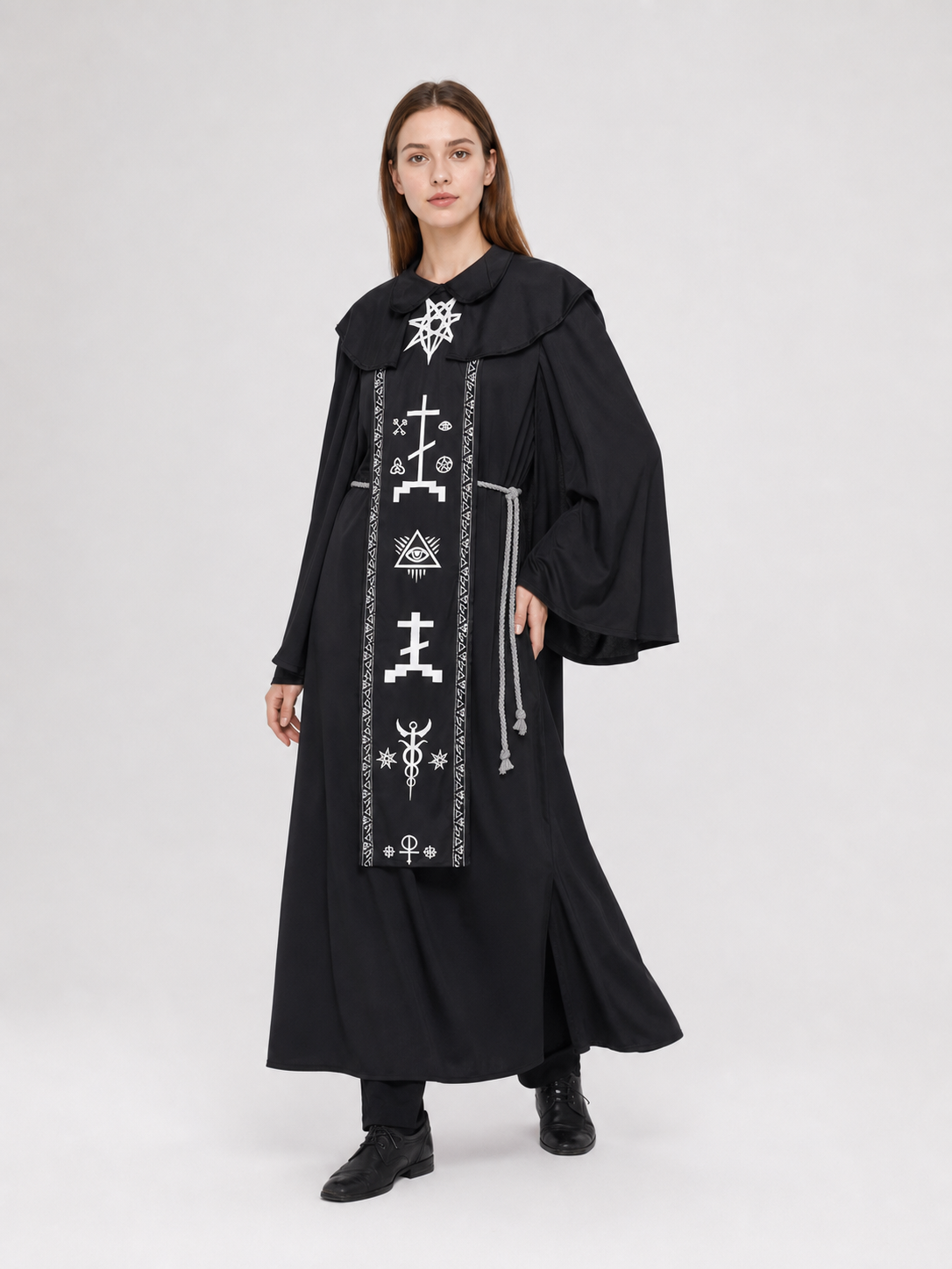 Black Gothic Hooded Cloak for Cosplay