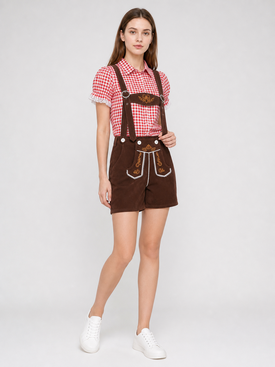Folk-Style Costume: Plaid Shirt and Shorts