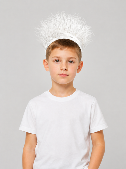 Carnival Headpiece with White Feathers Costume Headwear detail